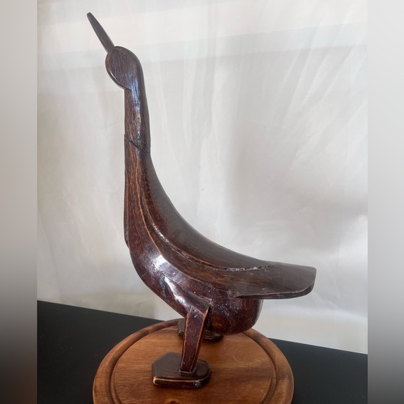 Vintage Hand Carved Wooden Goose Statue - Picture 1 of 7